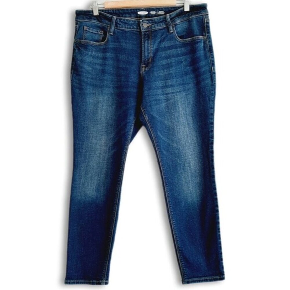 OLD NAVY | Rockstar Super Skinny Mid-Rise Crop Ankle Blue Jeans Sz 16 Petite